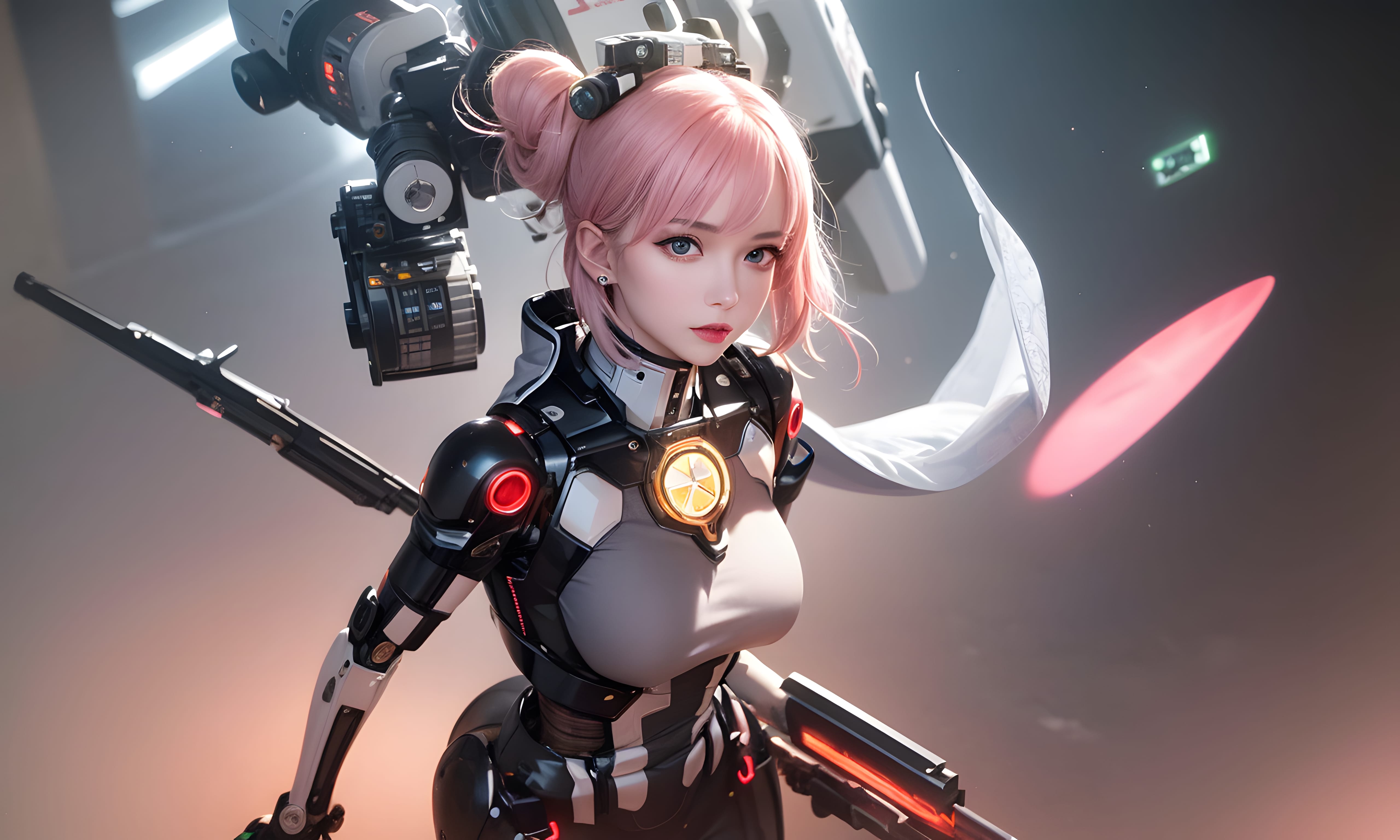 Mecha Girl 4k167p AI Mecha Girl Painting Wallpaper High quality Cyberpunk women (107)