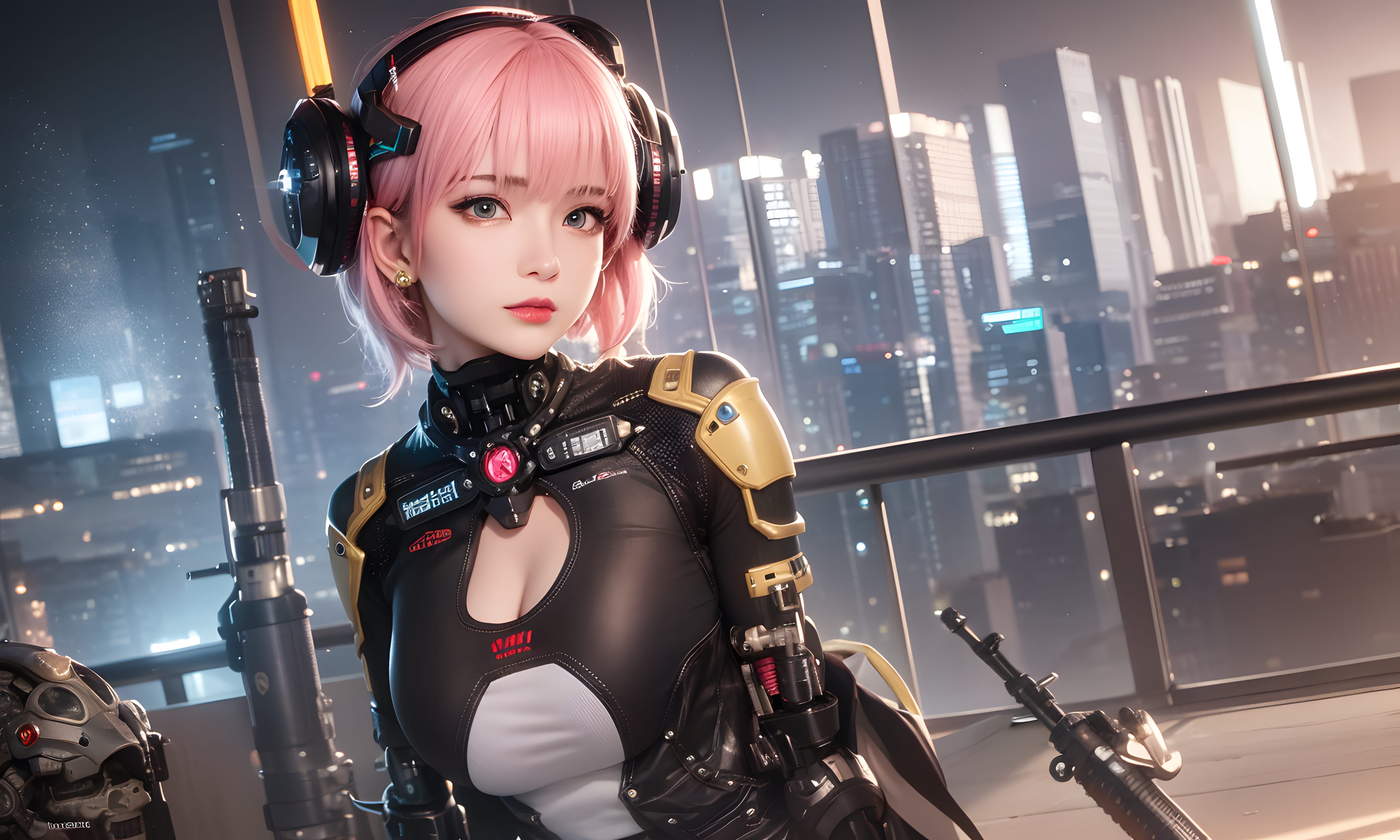 Mecha Girl 4k167p AI Mecha Girl Painting Wallpaper High quality Cyberpunk women (108)