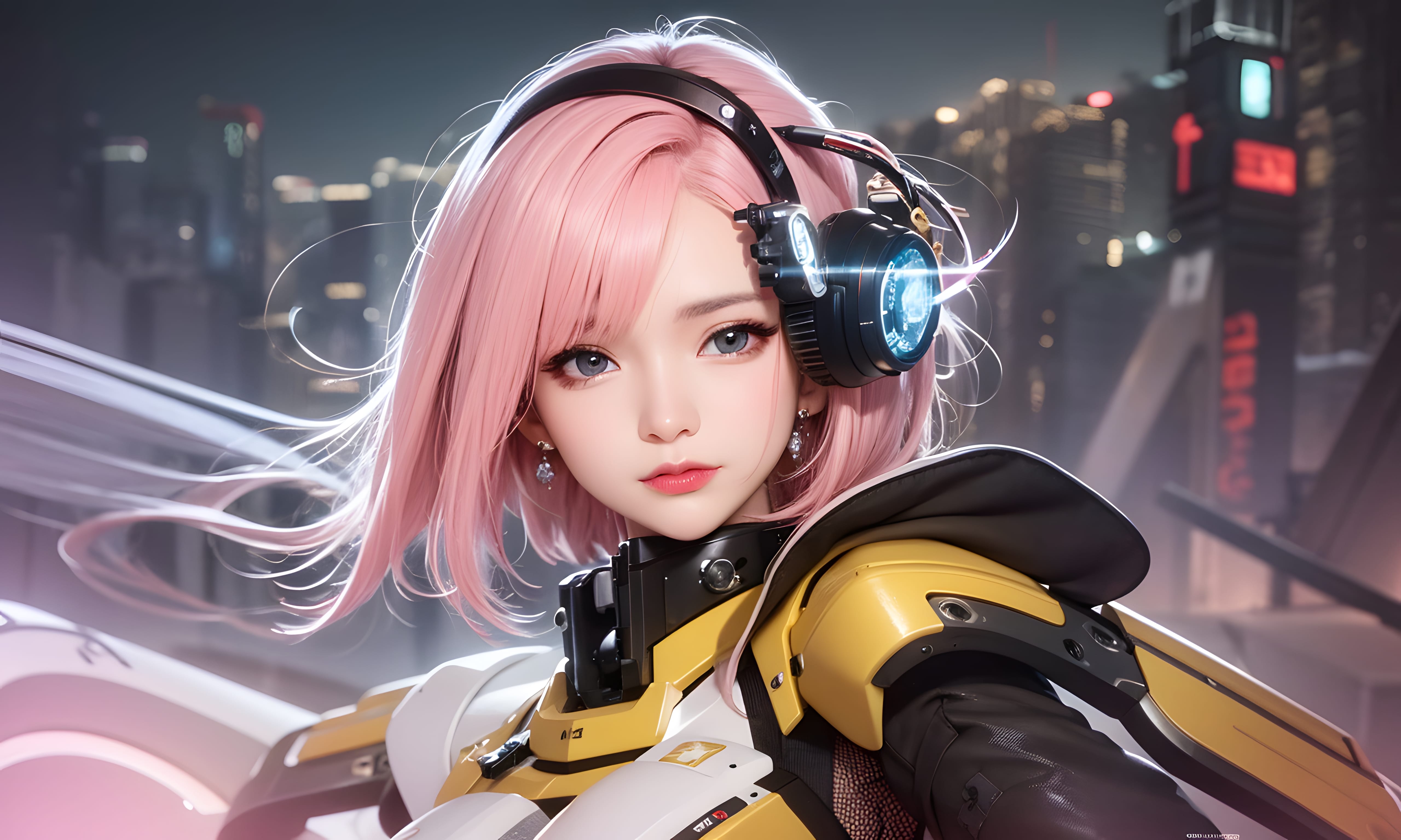 Mecha Girl 4k167p AI Mecha Girl Painting Wallpaper High quality Cyberpunk women (110)