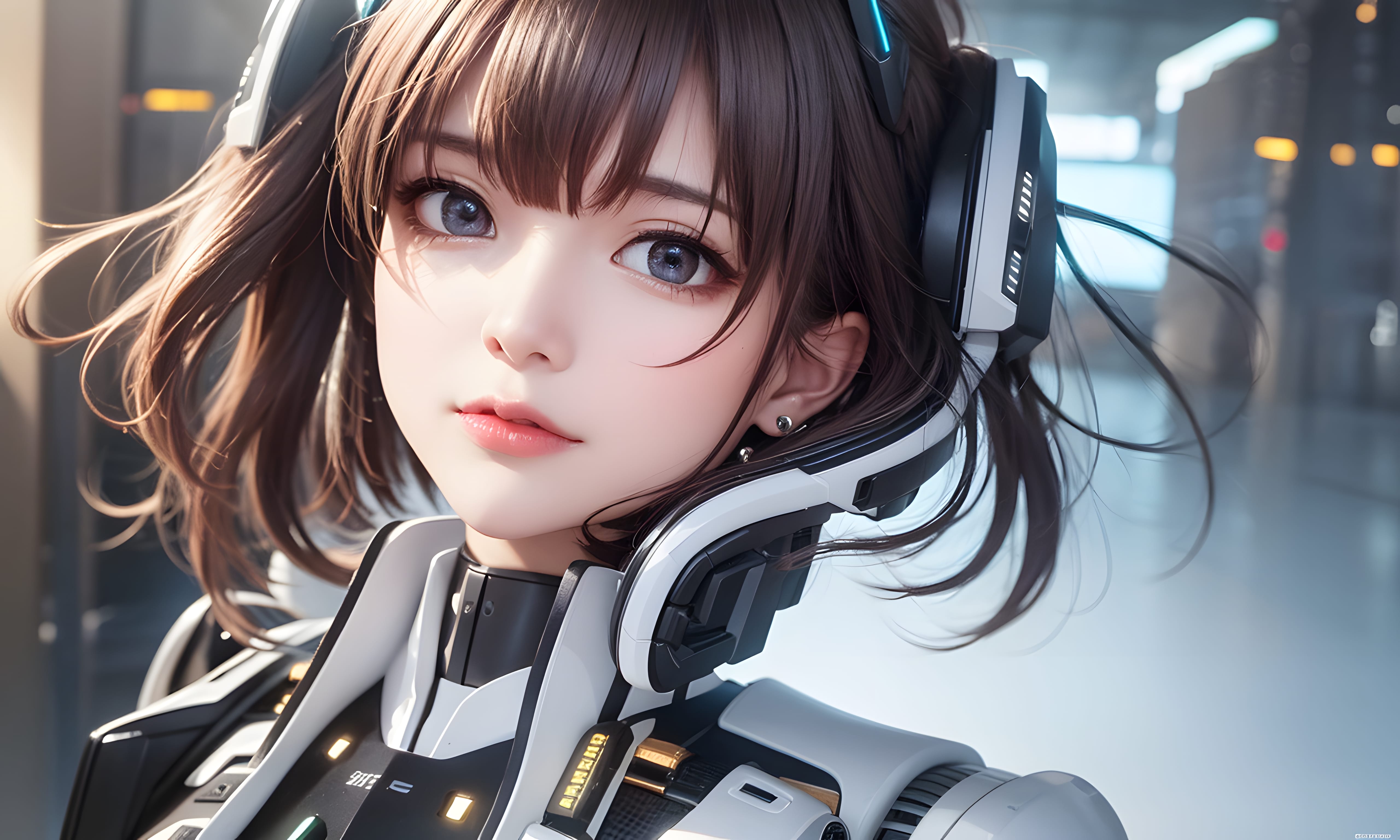 Mecha Girl 4k167p AI Mecha Girl Painting Wallpaper High quality Cyberpunk women (104)