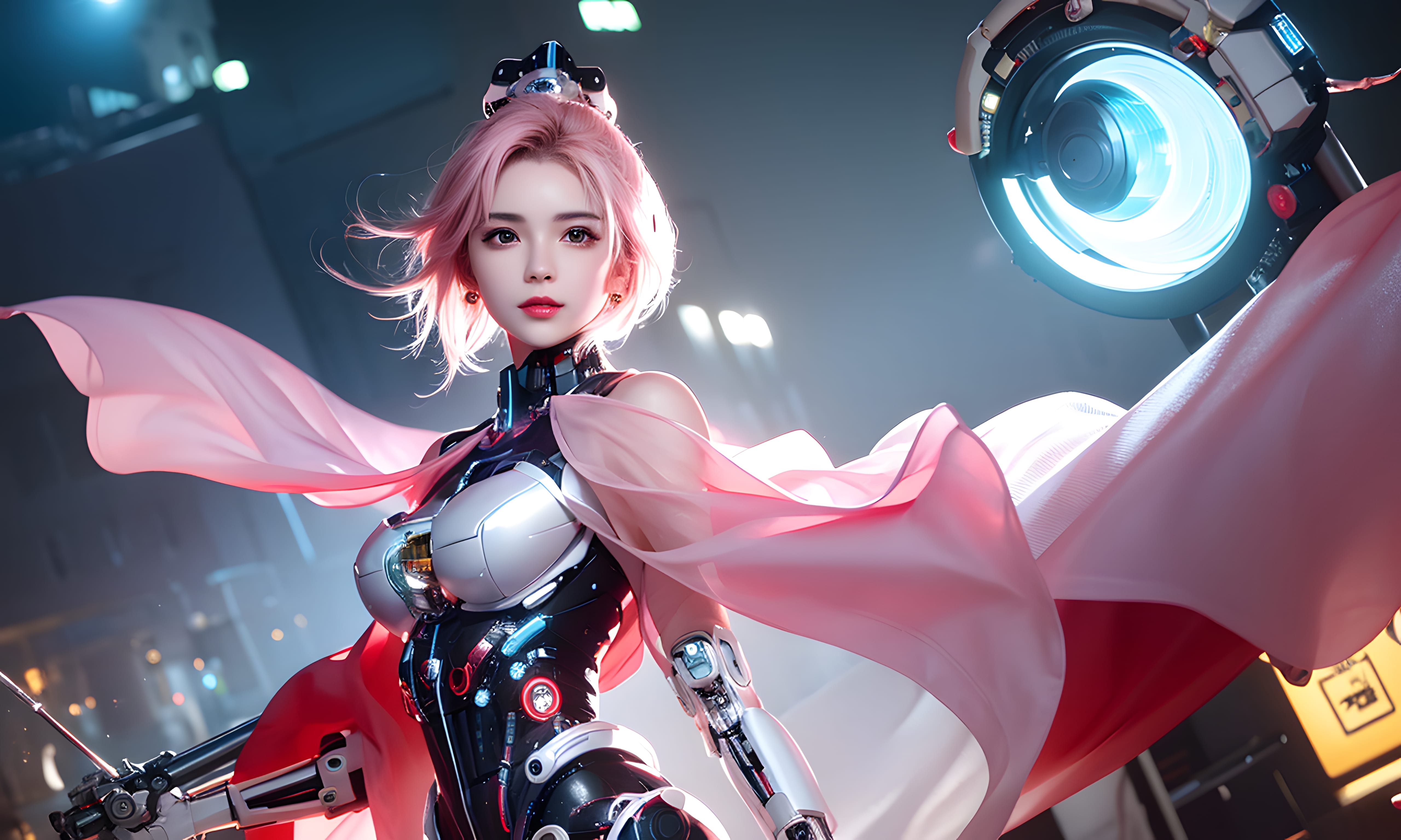 Mecha Girl 4k167p AI Mecha Girl Painting Wallpaper High quality Cyberpunk women (102)