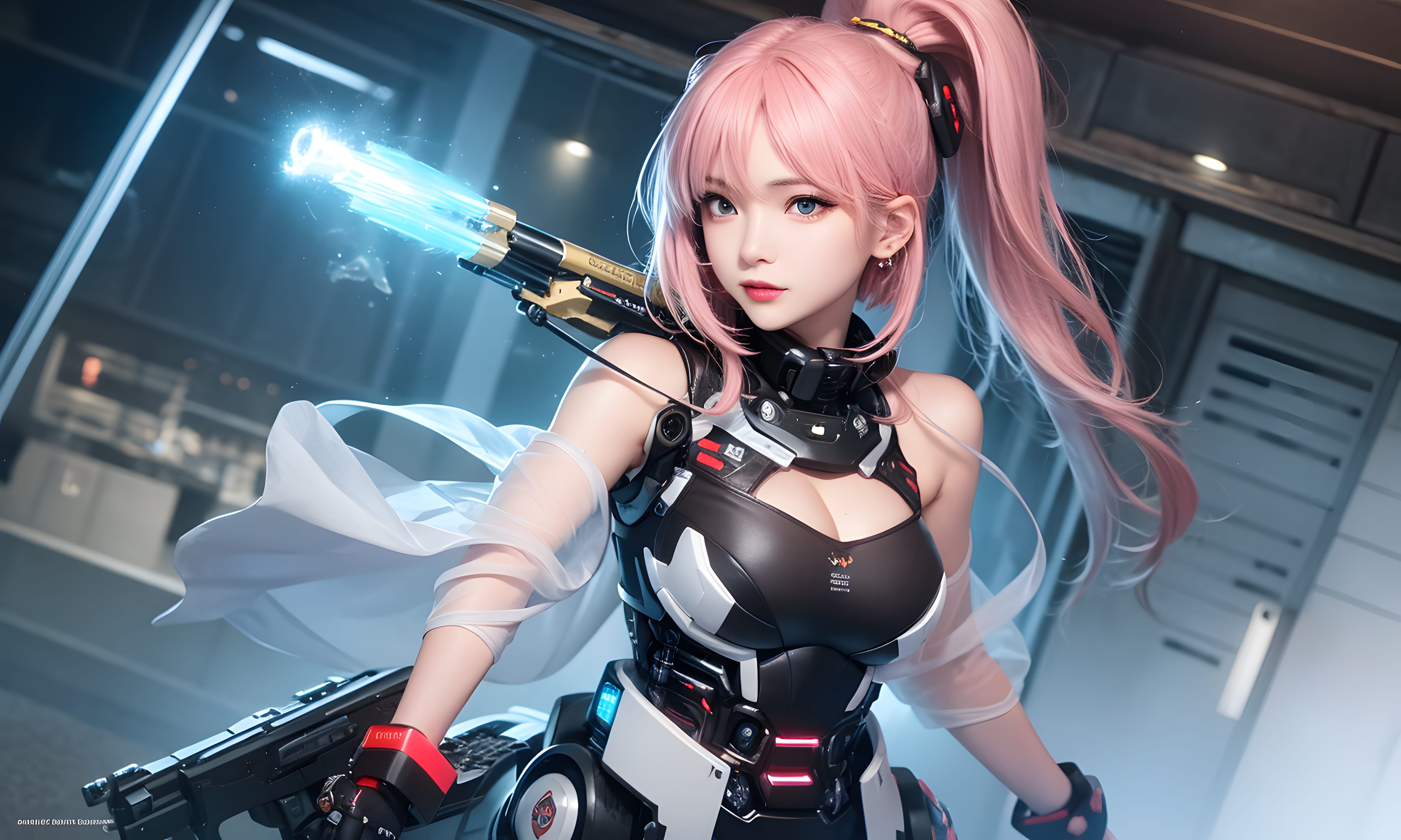 Mecha Girl 4k167p AI Mecha Girl Painting Wallpaper High quality Cyberpunk women (106)